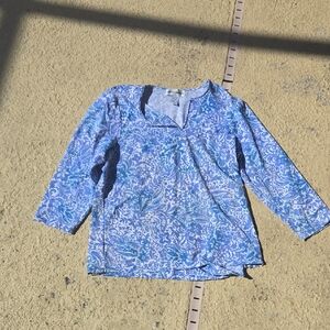 Cathy Daniels Blue and White Floral Top #AS18